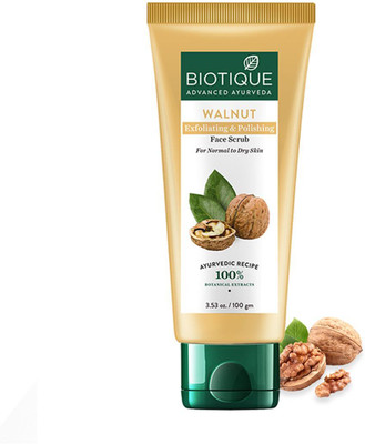 BIOTIQUE Walnut Exfoliating & Polishing Face Scrub For Normal to Dry Skin, 100gm Scrub(100 g)