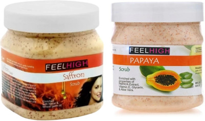 feelhigh Papaya scrub enriched with papaya extract & saffron enriched with kesar Scrub(500 ml)
