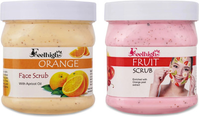 feelhigh Face and Body Orange Scrub and Fruit Scrub For Man and Woman -Pack 2 Scrub(1000 ml)