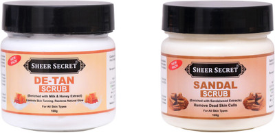 Sheer Secret Detan Scrub 100gm and Sandal Scrub 100gm Scrub(200 g)