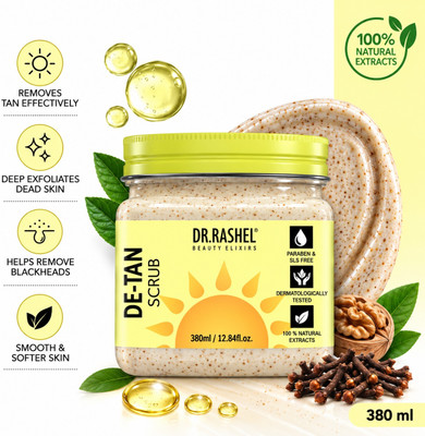 DR.RASHEL De-Tan Scrub For Face & Body with Walnut & Clove Extract|Exfoliating  Scrub(380 ml)