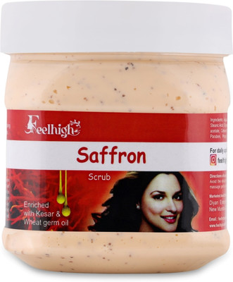 feelhigh Face & Body Saffron Scrub For Cleanses Skin Enriched with Saffron Wheat germOil Scrub(500 ml)