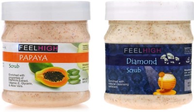 feelhigh Papaya Scrub & Diamond scrub-enriched with natural cleansing exfoliant Scrub(500 ml)