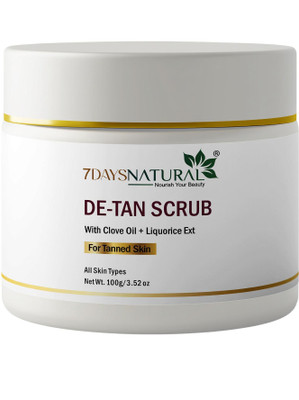 7days natural DE Tan Scrub for ten removal face skin Remove dark spot circles, Acne Blemishes Scrub(100 g)
