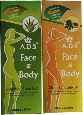 ads Face And Body Cleansing Alovera & Papaya Scrub Gel-D50 Scrub(200 ml)