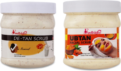 feelhigh De-tan tan Removal Scrub-500ml & Ubtan-SKin care products Scrub(500 ml)