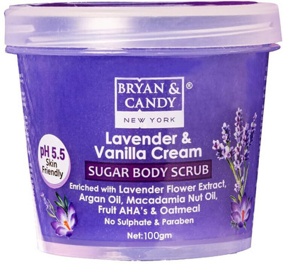 Bryan & Candy Lavender & Vanilla Sugar Body Scrub PH 5.5 For Tan Removal & Exfoliation Scrub(100 g)