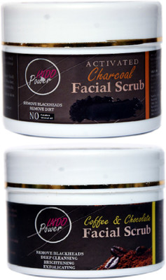 INDOPOWER DoO 235-ACTIVATED CHARCOAL FACIAL SCRUB 100g. + COFFEE & CHOCOLATE FACIAL SCRUB 100g.(2 Items in the set)