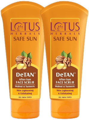 LOTUS HERBALS Safe Sun DeTan After-Sun Face Scrub ( Pack of 2 ) ( 100g *2 ) Scrub(200 g)