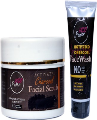 INDOPOWER ZhH 288-ACTIVATED CHARCOAL FACIAL SCRUB 100g. + ACTIVATED CHARCOAL FACEWASH 100g.(2 Items in the set)