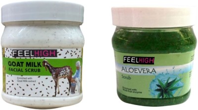 feelhigh Face and Body Goat Milk Scrub 500ml And Aloe Vera Scrub 500ml Scrub(1000 ml)