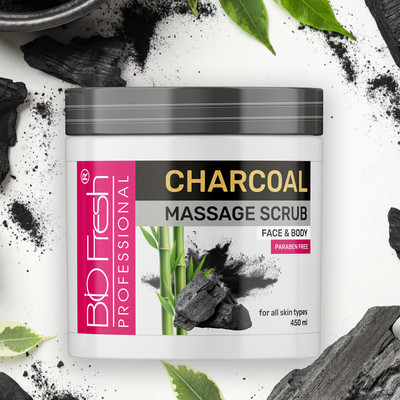 Biofresh Charcoal Face & Body Massage Moisturizing Exfoliating Scrub for Smooth Soft Skin Scrub(450 ml)
