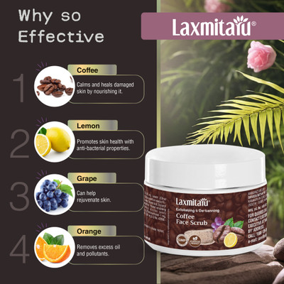 Laxmitaru Coffee Face Scrub For Exfoliating & De-tanning | 50 g x Pack of 5 Scrub(250 g)