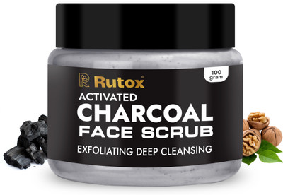 RUTOX Activated Charcoal Face Scrub – Deep Cleansing & Exfoliating Facial  Scrub(100 g)