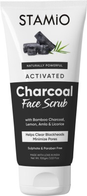 STAMIO Activated Charcoal Face Scrub for Men & Women, Blackheads, Whiteheads, DarkSpots Scrub(100 g)