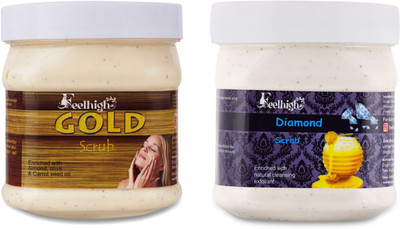 feelhigh Face and Body Gold Scrub and Diamond Scrub For Man and Woman -Pack 2 Scrub(1000 ml)