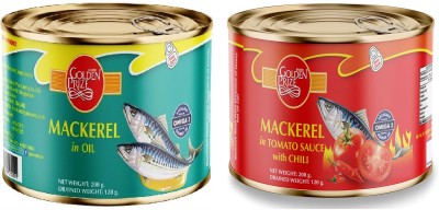 Golden Prize Mackerel In Oil x 6 Unit & Tomato Sauce W/Chilli x 6 Unit | 200gm Each| Whole 2400 g(Pack of 12)