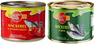 Golden Prize Mackerel In Tomato Sauce x 6 Units & Brine x 6 Units | 200gm Each | Whole(2400 g, Pack of 12)