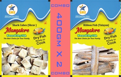 zmz Mangalore Karavali Dry Fish COMBO Shark 400gm and Ribbon Fish 400gm Slices 1100 g(Pack of 2)