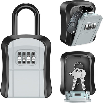 Inditradition Hanging Mettalic Key Lock Box & Indoor & Outdoor Key Hider Box Combination Lock HANGING KEY BOX(Grey/Black)