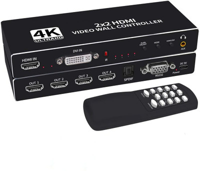 Etzin 4K 2x2 HDMI Video Wall Controller DVI TV Wall Processor with Audio(EPL-907H) Media Streaming Device(Black)
