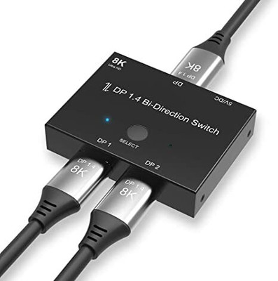 Tobo 8k Bi-direction dp compatible switch 2 in 1out and 1 in 2 out TD-540H Media Streaming Device(Black)