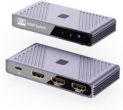 Etzin 8K HDMI 2.1 Switcher 4K@60Hz 2 Input 1 Output HDMI Splitter EPL-1106H Media Streaming Device(Purple)