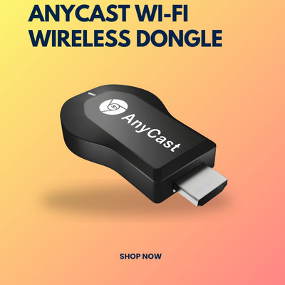 Clairbell AnyCast Wi-Fi Wireless Display Dongle Wireless Tv Steaming device by NetflixR68 Media Streaming Device(Black)