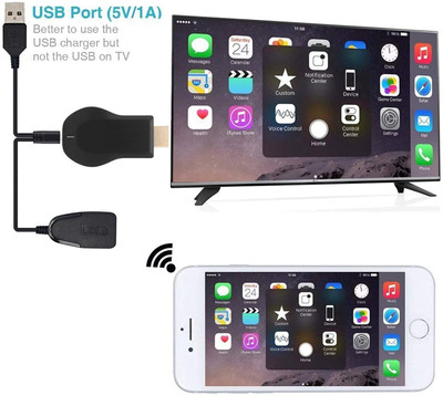 ENMORA Anykast Wireless WiFi Display Adapter, 2.4GHz 1080P(black)HFO23 Media Streaming Device(Black)