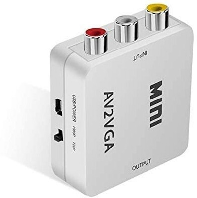 Tobo AV to VGA Video Converter Mini AV2VGA Box AV RCA to Video Converter TD-657VC Media Streaming Device(White)