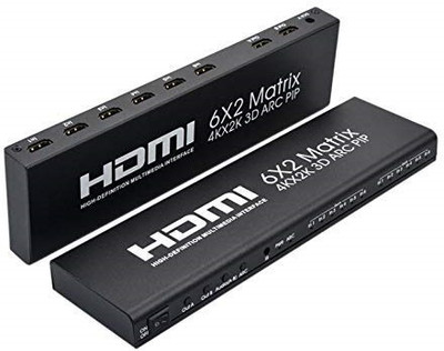 microware 6x2 HDMI Matrix Switch,Ultra HD 4K x 2K 6 in 2 Out HDMI True Matrix Media Streaming Device(Black)