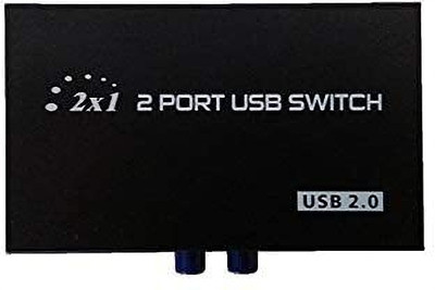 VOOCME Printer Sharing USB Switch 2 Ports USB 2.0 Selector Switch Box Media Streaming Device(Black)