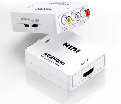 microware AV/RCA to HDMI Video Converter, RCA input to HDMI output Converter Media Streaming Device(White)