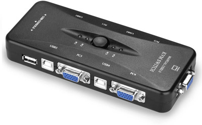 RuhZa KVM VGA Switcher, 4 Ports USB 2.0 KVM Switch Box Adapter. Media Streaming Device(Black)