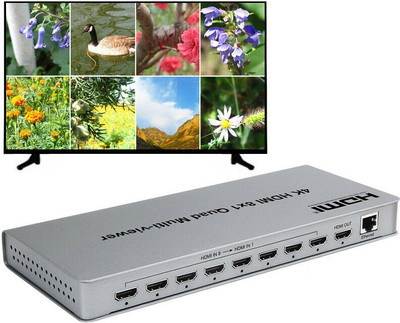 microware 4K 8X1 HDMI Multi-viewer Screen Splitter Real Time Multiviewer Seamless Switch Media Streaming Device(Silver)