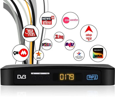 OSWORLD New Mpeg-2 High Quality Dd free dish 150+ Tv Channels Lifetime Free Set Top Box Media Streaming Device(Black)