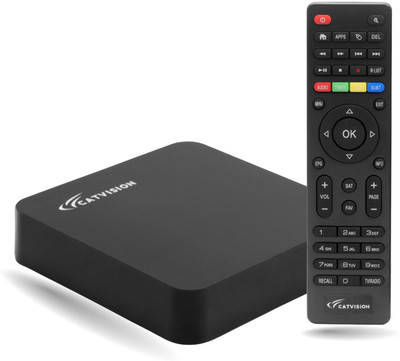 Catvision Hybrid Set Top Box OTT+DVB S2 | 115+ Free Channels | WiFi Media Streaming Device(Black)