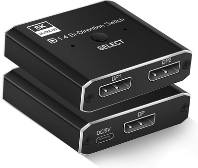 Tobo 8K Bi-Directional DP 1.4 Switcher Two-Way DP Switch Selector Box TD-901H Media Streaming Device(Black)