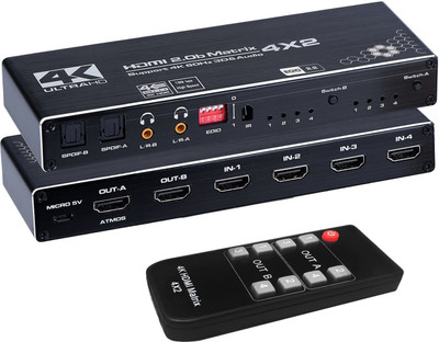 Etzin 4x2 HDMI Matrix Switch, HDMI 2.0b Matrix Switch(EPL-874H) Media Streaming Device(BLACK & WHITE)