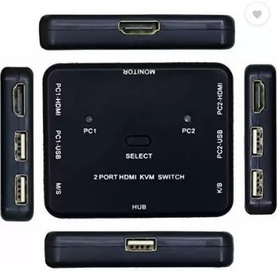 TECHGEAR 2 Port USB KVM Switch 2 in 1 Out HD Switch USB Keyboard Mouse Sharing Device Media Streaming Device(Black)