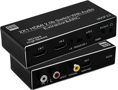 Etzin 4k 2X1 HDMI 2.0b Switch with Audio (EPL-908H) Media Streaming Device(Black)