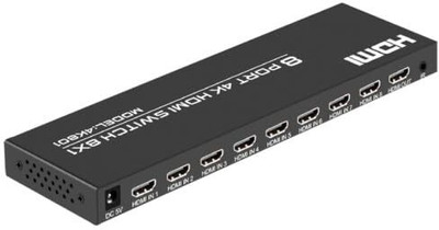 ULTRABYTES 8×1 HDMI Switch 8 in 1 Out, 8 Port 4K HDMI Switcher Selector Box with IR Remote Media Streaming Device(Black)