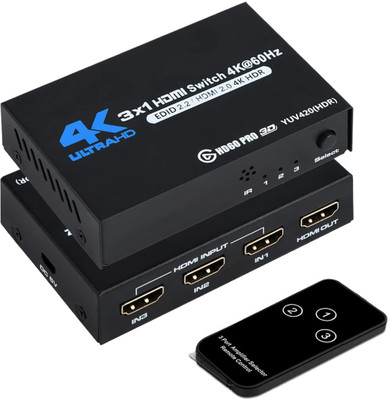 Etzin 4K HDMI Switch 3x1 with usb cable with IR Remote Control (EPL-897H) Media Streaming Device(Black)