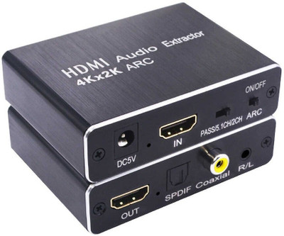 Tobo 4K x 2K HDMI Audio Extractor with ARC / 3D Support + Optical TOSLINK SPDIF 5.1 ARC HDMI Audio Extractor Splitter HDMI to Audio Extractor Media Streaming Device(Black)
