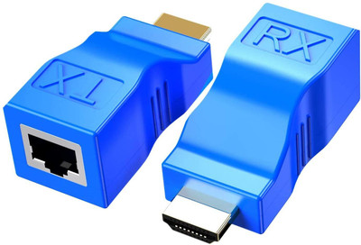 VOOCME HDMI to RJ45 Extender, HDMI to RJ45 Ethernet Network Converter Over by Cat5-e/6 Media Streaming Device(HDMI Extender Adapter Over Cat5e/6 (1pair), HDMI Repeater to RJ45 Ethernet Blue) deal from flipkart