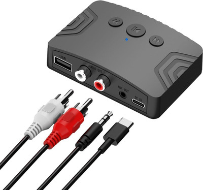 Etzin Dual Output Interface Wireless Audio Adapter Suitable for Tablets, Media Streaming Device(R20 Bluetooth 5.3 Audio Receiver EPL-1168WA, Wireless Music Adapter for Home, Black)