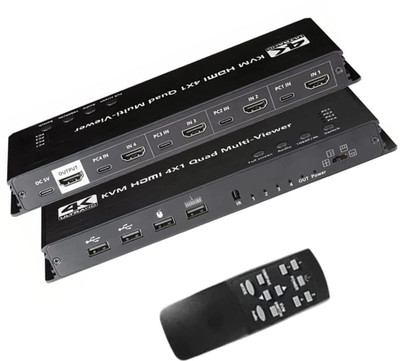Etzin 4 Ports KVM HDTV 4X1 Quad Multi Viewer EPL-990H Media Streaming Device(Black)
