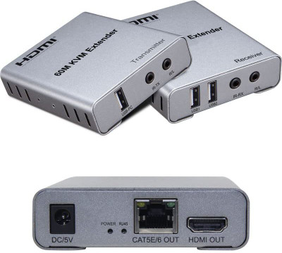 Etzin HDMI Extender 60m with KVM Audio Output IR Control Support USB Mouse EPL-TD-539H Media Streaming Device(Silver)