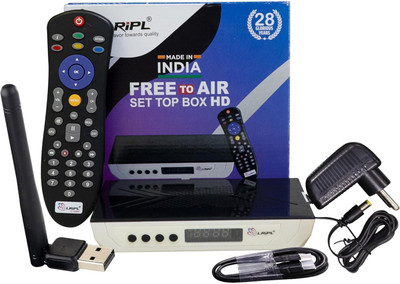 LRIPL HD MPEG-4 DD Free Set Top Box | USB & HDMI Port | Wifi Dongle Included Media Streaming Device(LR777W White Black)