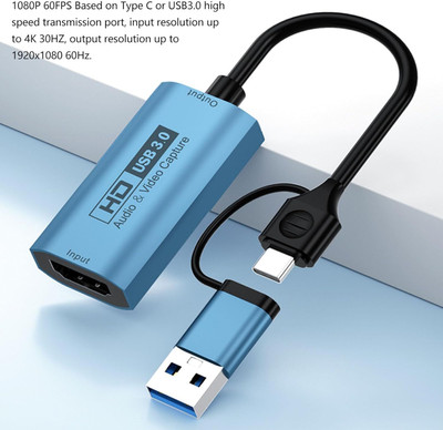 Etzin HDMI to USB 2.0 Audio Video Capture Cards Z29C (USB3.0) EPL-1187HVC Media Streaming Device(Blue)